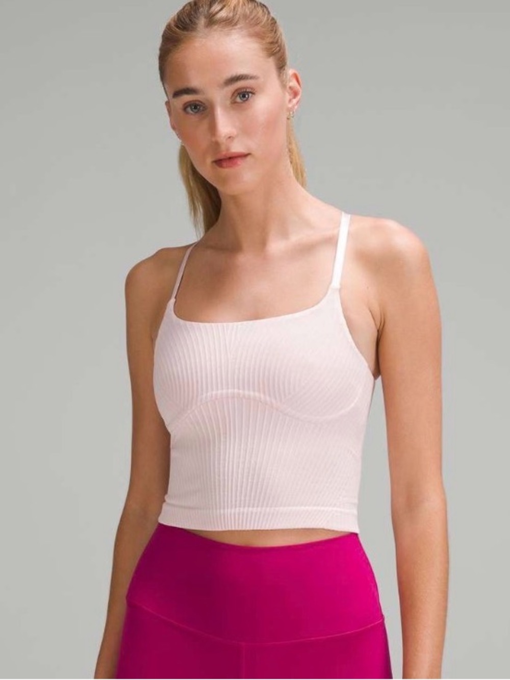 Lululemon Strappy Seamless Yoga Shelf Tank Top Flush Pink Size 6